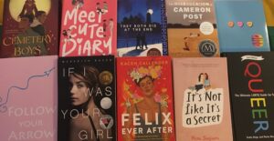 Display of ten books donated to the Gender & Sexuality Alliance youth group